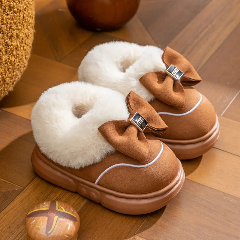 Kids' Casual Shoes Ankle Boots Bow Cotton Solid Colour Winter Shoes Anti-Slip Warm Shoes For Girls Size 13cm -20cm