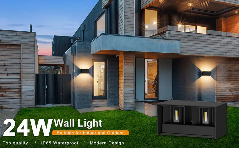 LED Wall Lamp Outdoor Waterproof IP65 Interior Wall Light Porch Garden Lights Living Room Street Corridor Stairs Lighting 24W