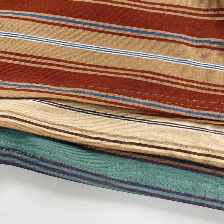 2025 Summer New Children Short Sleeve T-Shirts Cotton Baby Boy Girl Casual Striped Tees Toddler Versatile Tops Kids Clothes