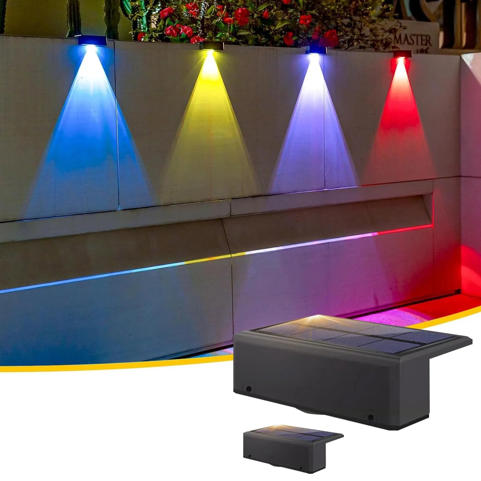 Solar Fence Light Outdoor RGB/Fixed Color Deck Light IP65 Waterproof Solar Outdoor Light for Garden Yard Railing Wall Step Patio