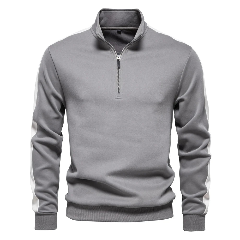 Men's Patchwork Quarter Zip Cotton-Blend Sweatshirts Lightweight Casual Sport Pullover Sweatshirt for Men