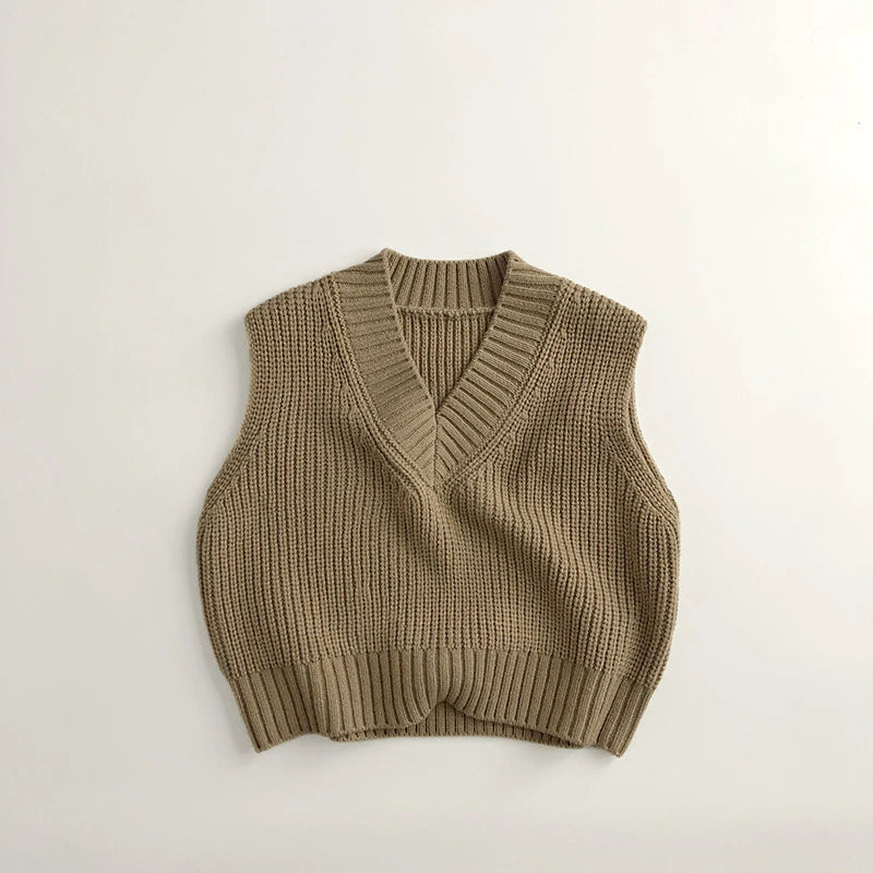 Nieuwe herfst gebreide vest voor kinderen, verdikte trui voor meisjes en jongens van 1-6 jaar, unisex