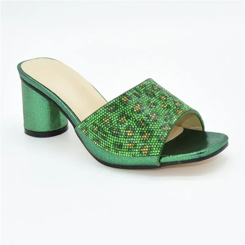 Wedding T. Blue Colour Nigerian Shoe Italian High Heels Autumn Slipper for Wedding Elegant Crystal Women Pumps