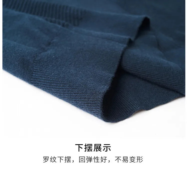 Men's Solid Colour Business Casual Polo Shirt, Suitable For Daily Commute, Pullover Sweater, Warm Knitted Long-Sleeved Cardigan