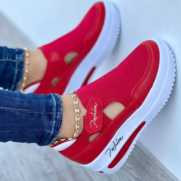 Red Sneakers Women Tennis Shoes Canvas Shoe Female Casual Shoes Ladies Sport Shoes Platform Sneaker Hollow Out Shoes