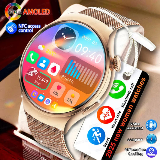 2025 Damenmode Smart Watch AMOLED HD-Bildschirm GPS Sport Herzfrequenz Bluetooth Anruf Wasserdichte Outdoor Smartwatch für Damen