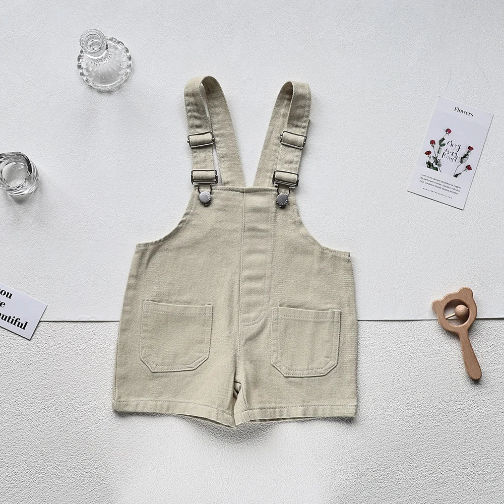 Herfst Nieuwe Effen Kinder Overall Denim Meisjes Jumpsuits Slip Jongens Jarretelbroek Outfits 1-5 Jaar Unisex
