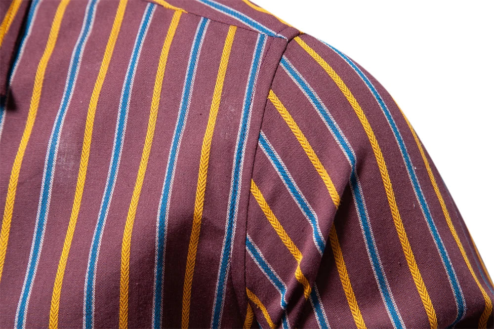 2023 Nieuwe herfst 100% katoenen gestreept overhemd voor heren Lange mouwen Omslagkraag Sociale herenoverhemden Klassieke zakelijke herenkleding