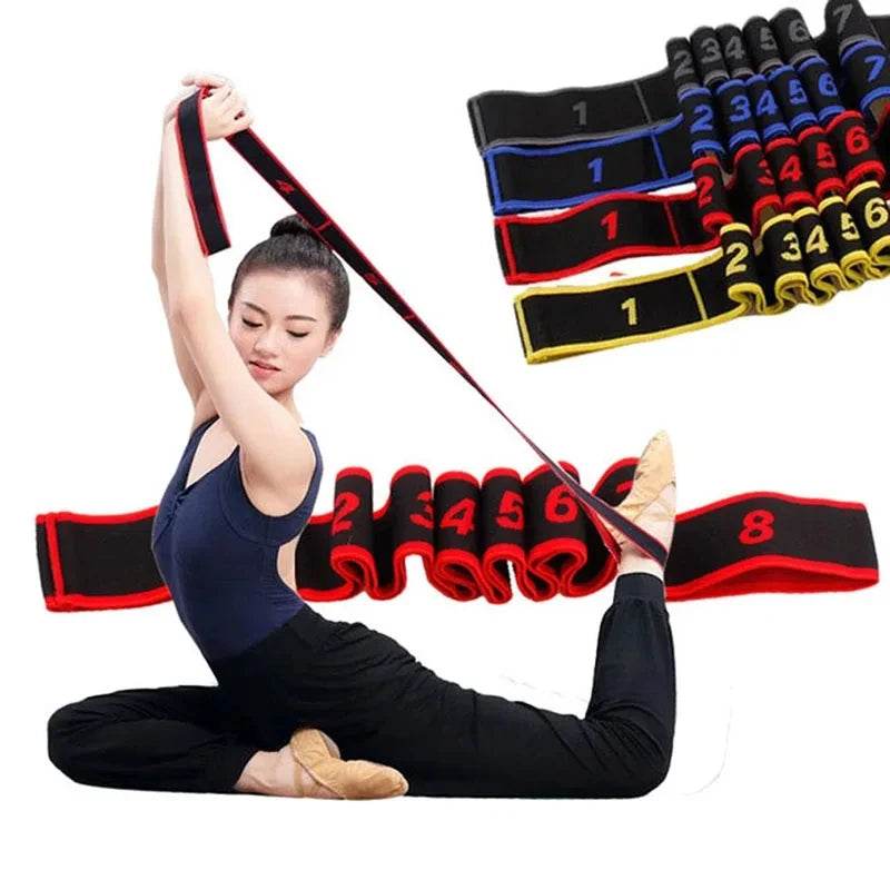 Yoga Stretch Resistance Fitness Bands - Adult High Elasticity & Multi-Segment Yoga Stretching Belt