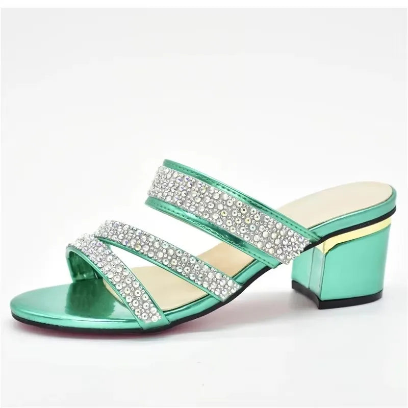 Women Sweet Style Rhinestone-Decorated Women Wedding Shoes for Royal Wedding Party Sling-Backs for Ladies' Party