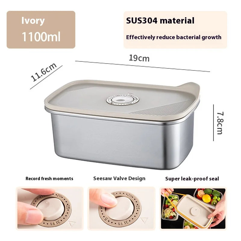 304 SS Airtight Leakproof Containers, BPA-Free - Fridge/Freezer/Microwave Safe, Stackable - Home/Kitchen Lunch Box Fruits/Meals