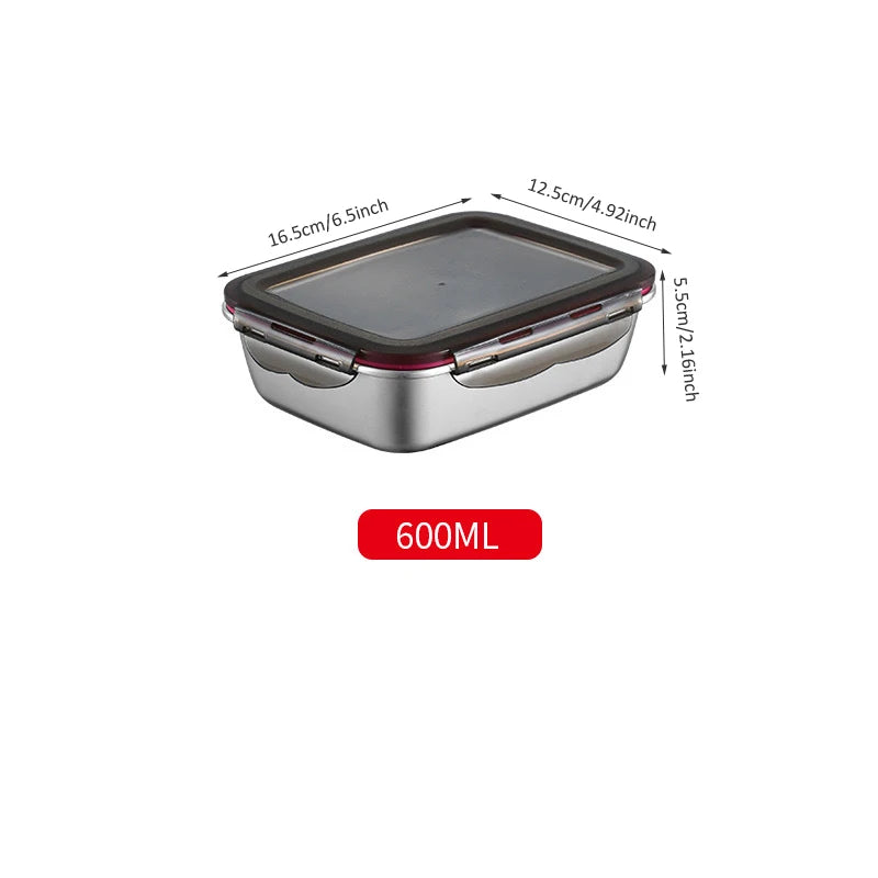 304 Stainless Steel Food Lunch Bento Box Sealed Leakproof Travel Storage Box Household Pickle Boxes Refrigerator Food Container