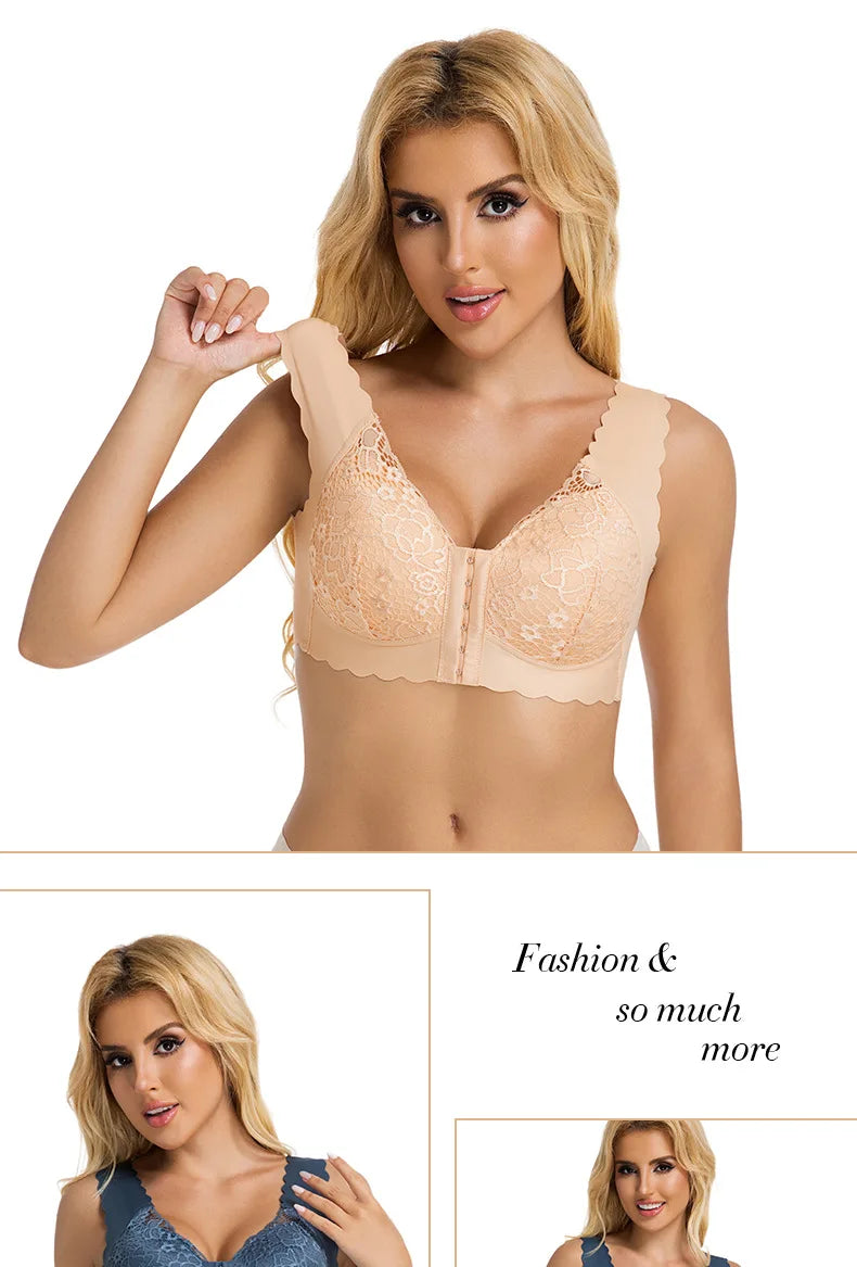 Large Size Front Closure Bra Wire Free Vest Brassiere Intimates Women's Push Up Bralette Underwear Front Lingerie for Female