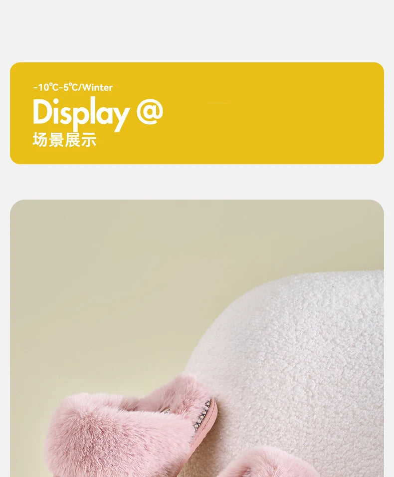 Women's Winter Warm Fur Fluffy Cotton Cosy Slippers With Non-Slip Indoor Plush Bedroom Flat Plush Slides Ladies' Shoes