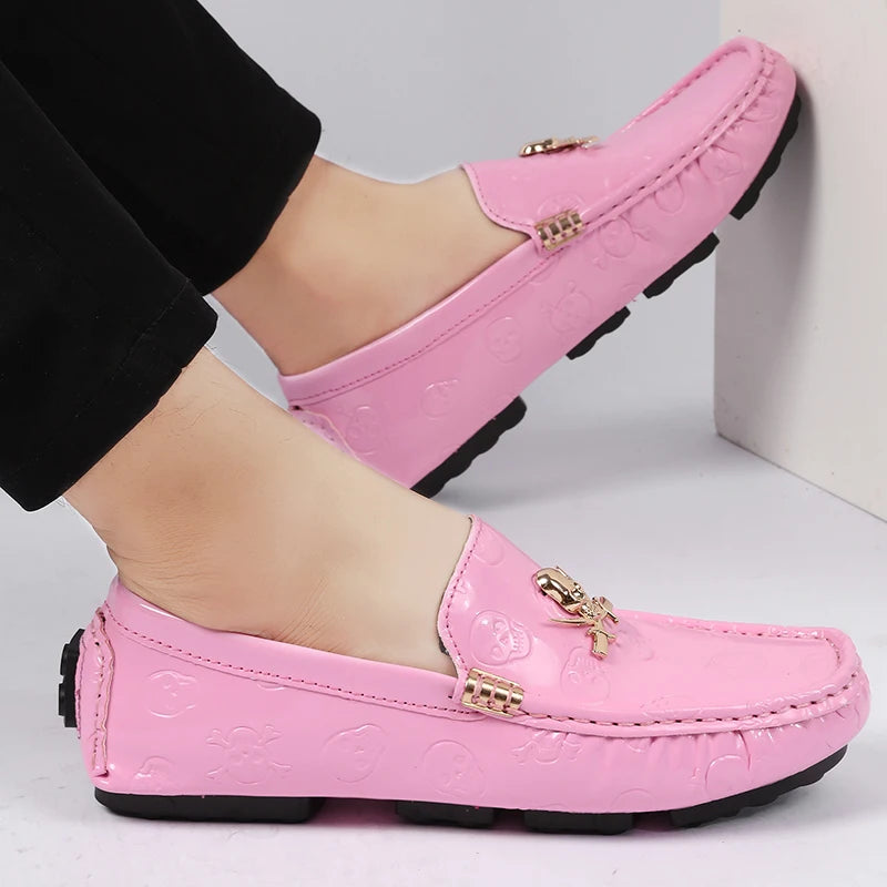 Luxury Style Male Formal Wedding Shoes Slip-on Men Pink Fashionable Casual Moccasins Shoes Big Size 47 48 Adult Party Shoes