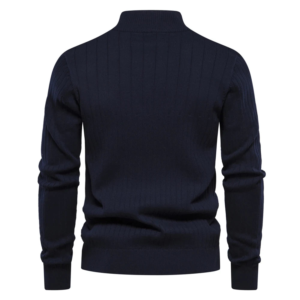 Men's Autumn Quarter Zipper Mock Neck Pullover Sweaters For Men Quality Warm Winter Cotton Knitted Men's Sweaters