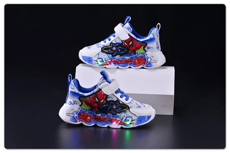 Disney Spider-Man Boys LED Light Up Sneakers  Red/Blue Kids Anti-Slip Outdoor Shoes Spring All-Day Comfort Size 21-31