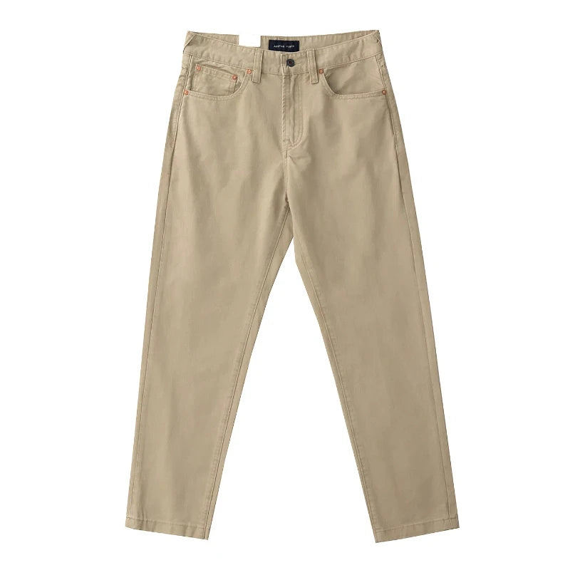 2025 Lente en herfst Nieuwe Amerikaanse retro geweven twill cargobroek Heren eenvoudige 100% katoenen gewassen oude rechte casual broek