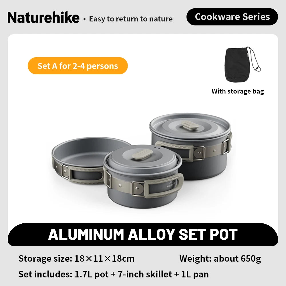Portable Camping Cookware Set Outdoor Frying Pan Kettle Collapsible Picnic Tableware Kitchenware Furniture