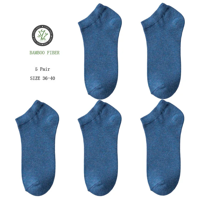 5 Pair Women's Ankle Bamboo Fibre Socks Solid Colour Summer Breathable Casual Short Socks High Quality Woman Boat Socks Set