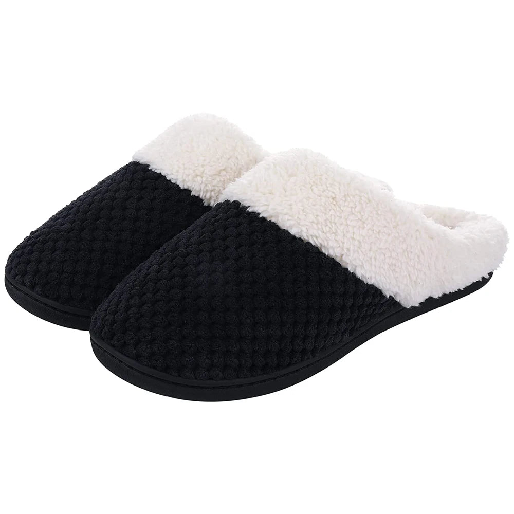 Unisex Winter Fur Slippers Warm Cosy Plush Fluffy Home Cotton Shoes Plush Anti-Skid and Indoor Furry Slippers For Men & Women
