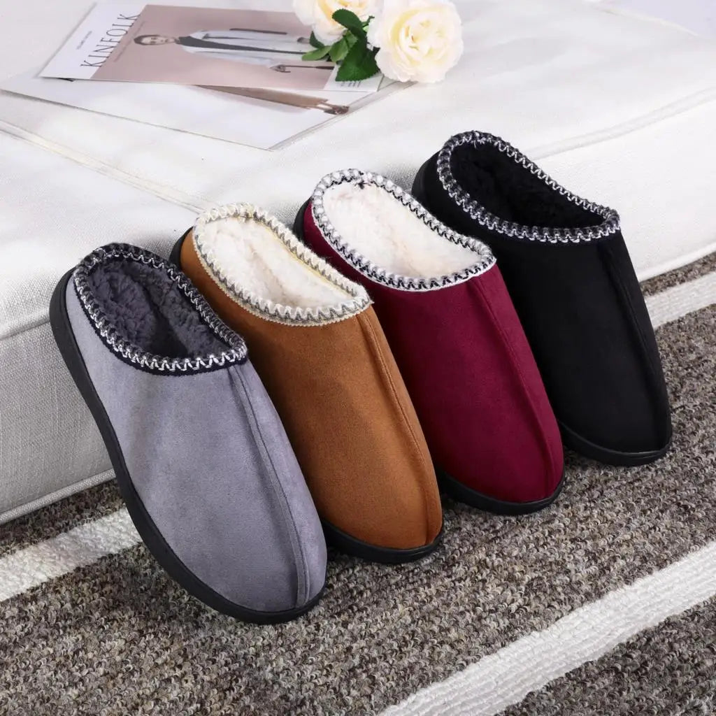 Unisex Winter House Slippers Anti-Slip Fluffy Warm Memory Foam Cotton Slippers With Durable Rubber Sole for Men & Women