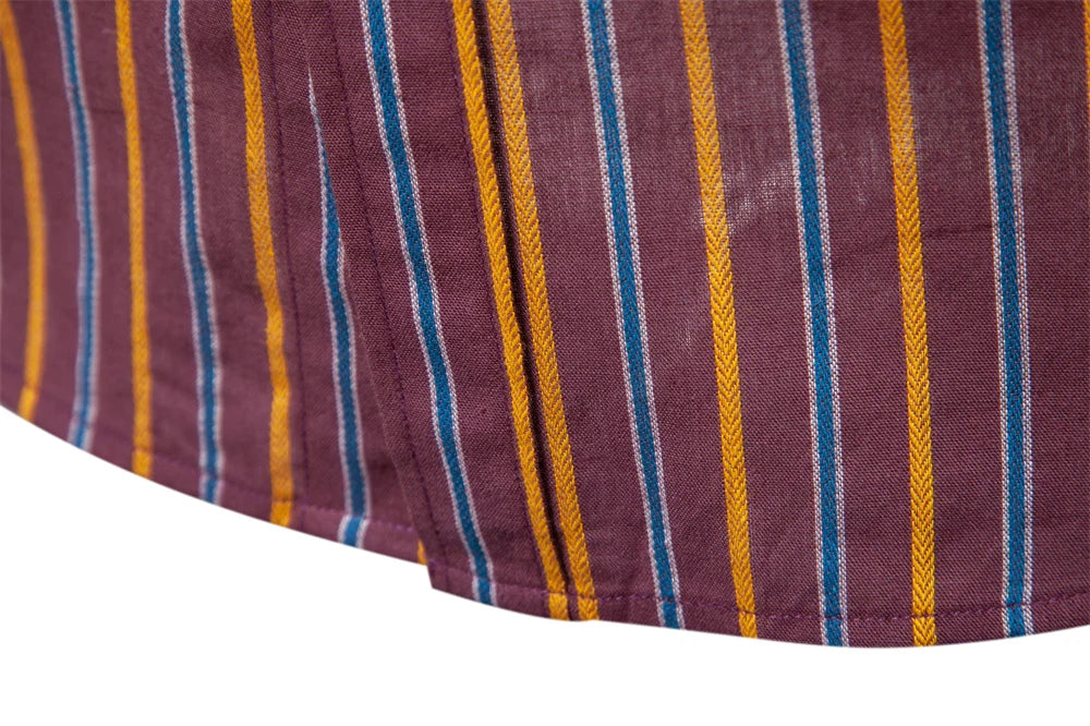 2023 Nieuwe herfst 100% katoenen gestreept overhemd voor heren Lange mouwen Omslagkraag Sociale herenoverhemden Klassieke zakelijke herenkleding