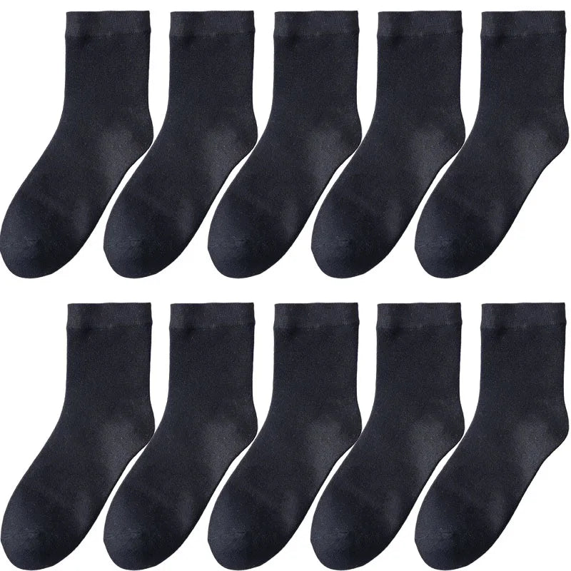 10 Pair Women's Bamboo Fibre Socks Harajuku Retro Solid Colour Casual Ladies Set Korean Style Female Socks