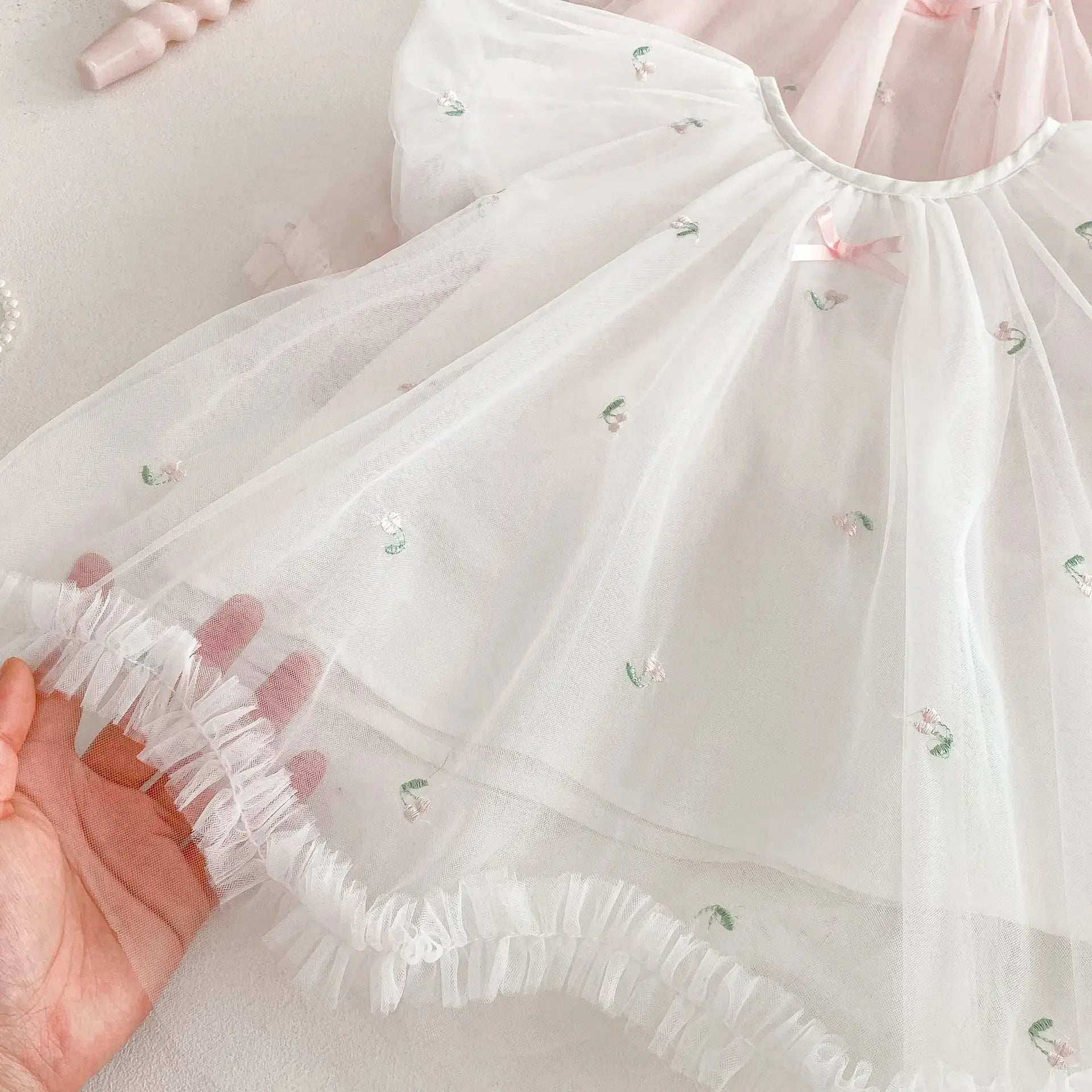 2025 Summer Girls' Clothing Baby Children's Exquisitely Embroidered Tulle Princess Dresses Kids Birthday Dress 0-5Y Girls
