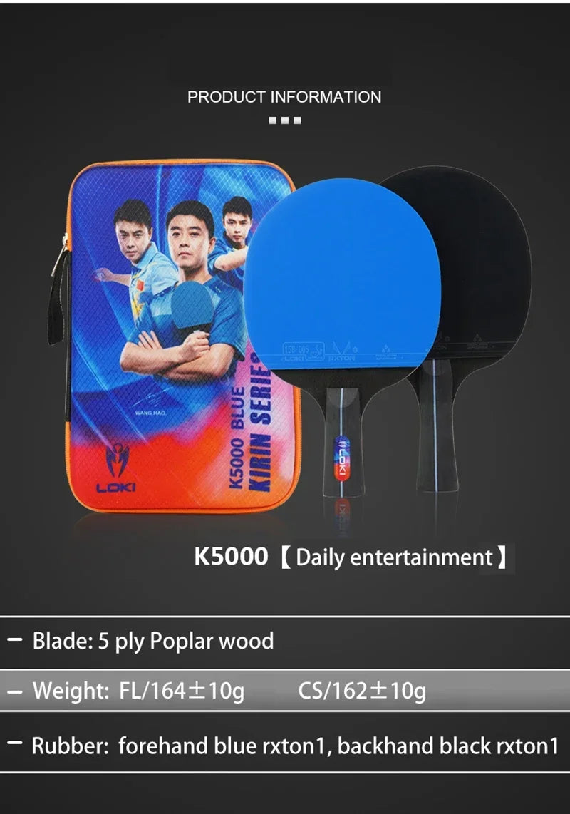 K5000 K3000 K1000 Table Tennis Racket Set 2pcs Home Entertainment Ping Pong Rackets with Blue Colour Ping Pong Rubber
