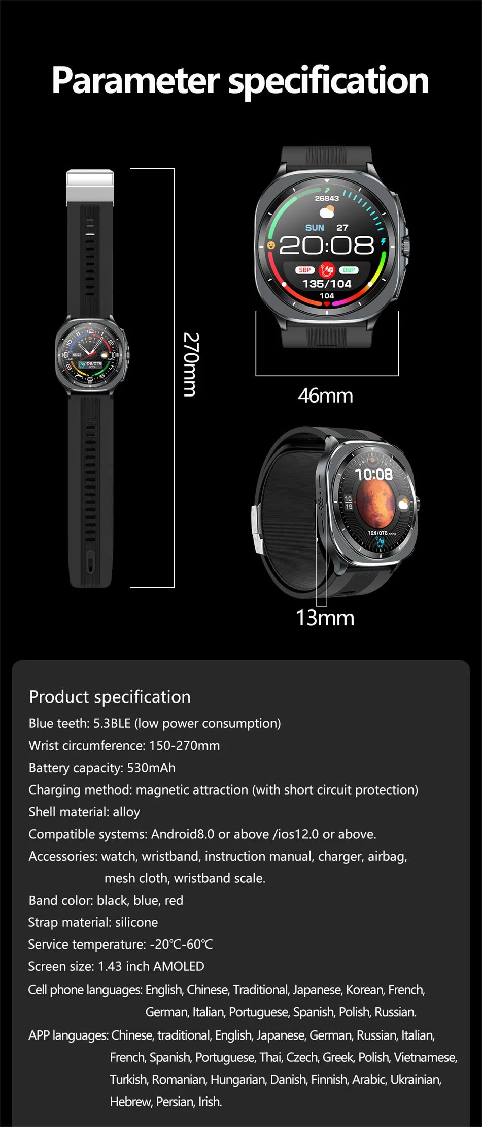 2025 Health track Smartwatch Air Pump Airbag True Blood Pressure Health Measure Smart Watch Men Women Blood oxygen BT Call