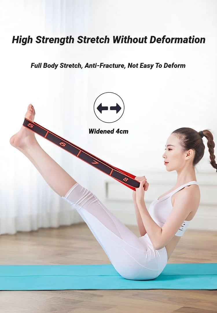8 Section Style Dance Resistance Band Yoga Stretching Pilates Fitness Digital Elasticity Elastic Stretch Training Tension Belt