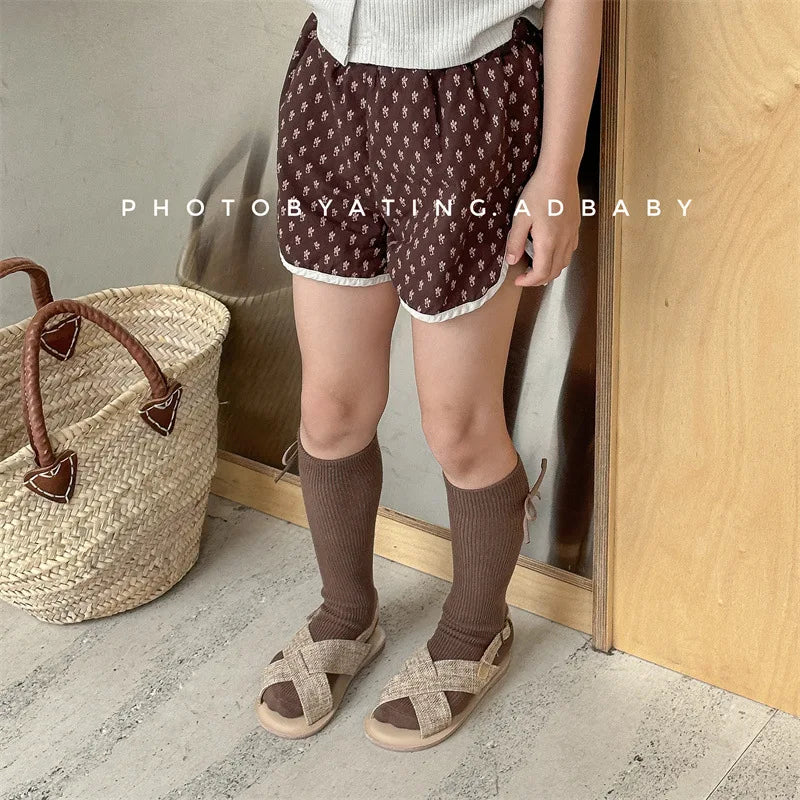 2025 Zomer Nieuwe Baby Meisjes Schattige Bloemen Shorts Kinderen Losse Katoenen Shorts Veelzijdige Kinderprint Casual Shorts Peuterkleding 4-6Y Unisex