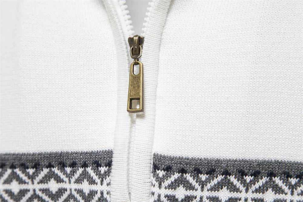 Men's Autumn High Quality Zipper Pullers Warm Winter Cotton Sweaters for Men Ethnic Patterns Casual Male Sweater