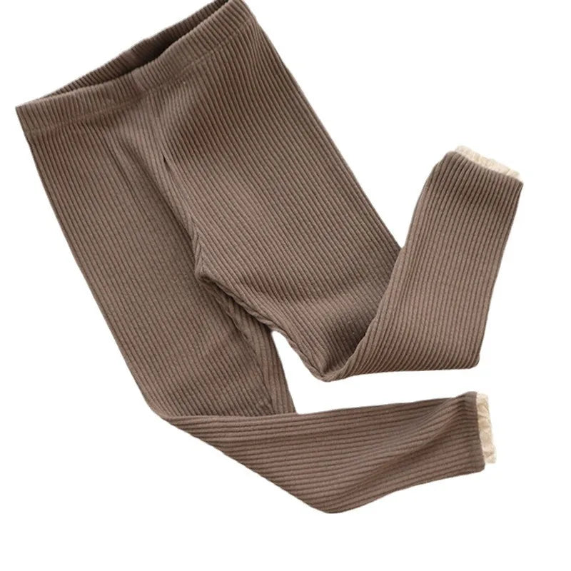 2025 Lente Nieuwe Baby Meisjes Effen Kanten Leggings Katoenen Baby Broek Peuter Casual Broek Kinderen Stretch Leggings 4-6Y