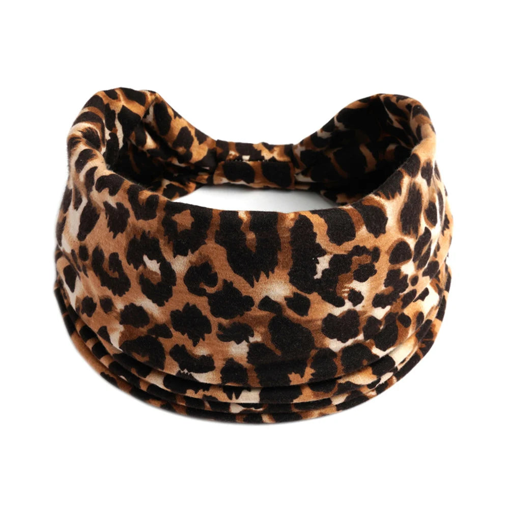 Bohol Headbands Women Wide Knotted Hairbands Elastic Turban Head Bands Non-Slip Floral Yoga Sports Sweatbands Workout Head Wraps