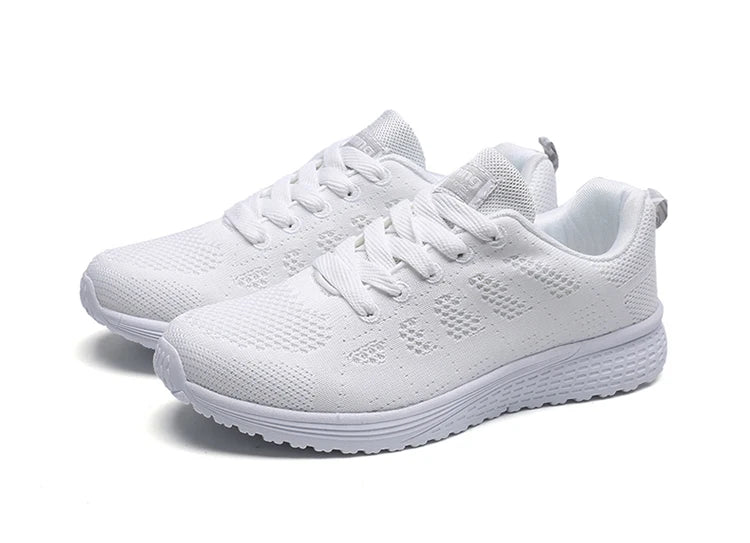 Women's Sneakers Breathable 2025 New Fashion Flat Outdoor Woman Vulcanize Shoes Mesh Fabric Lace Up Ladies Shoes Female Footwear