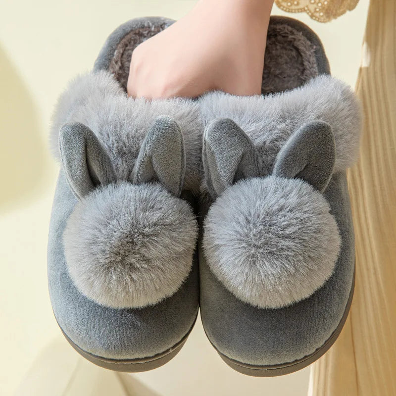 Women's Winter Warm House Fuzzy Slippers Couple Indoor Anti-Skid Plush Lined Bedroom Slides Fluffy Cotton Shoes For Ladies