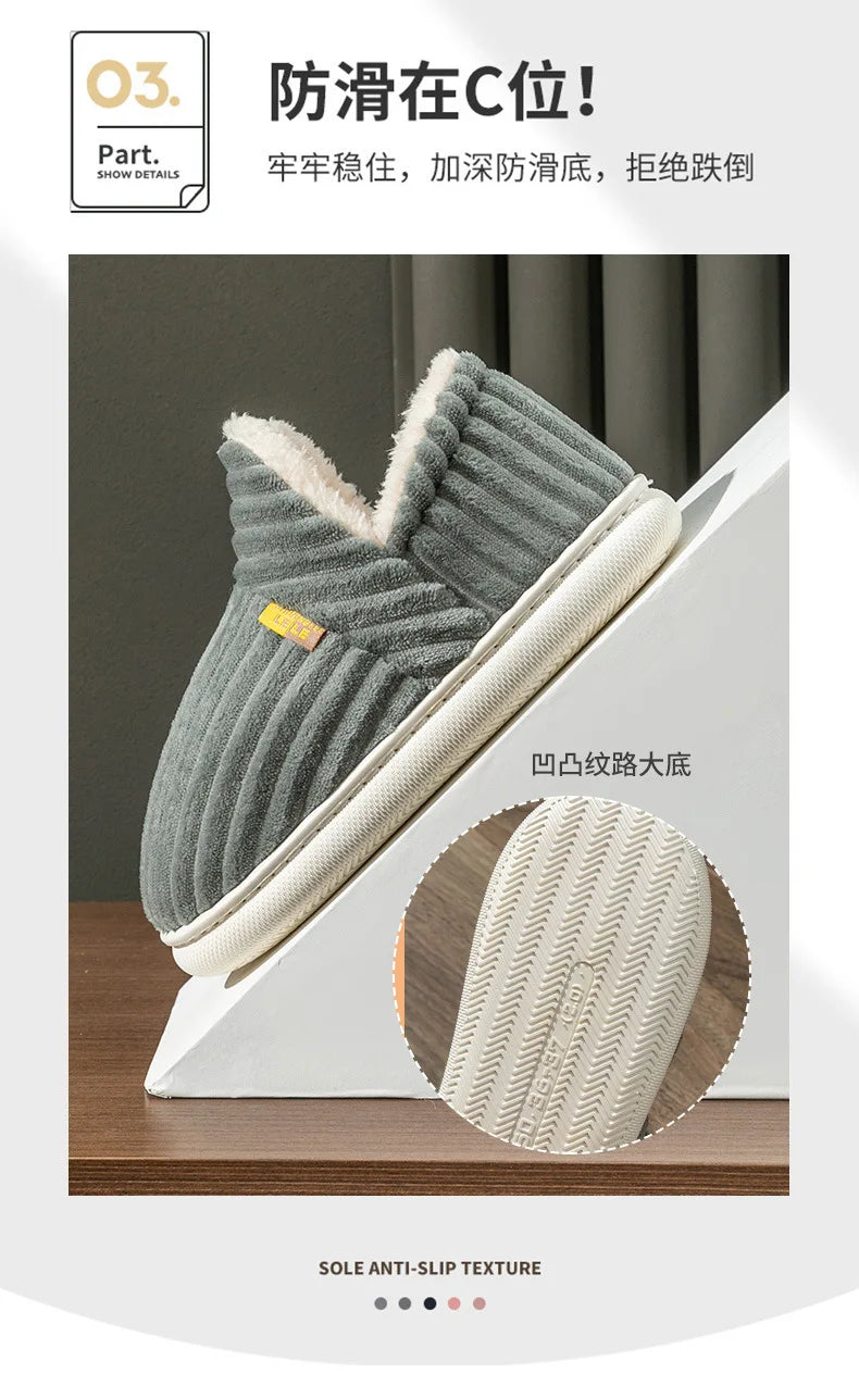 Unisex Warm Plush Fur Winter Slippers Indoor and Outdoor Fluffy Warm Fuzzy House Shoes With Fuzzy Soft Furry For Men & Women