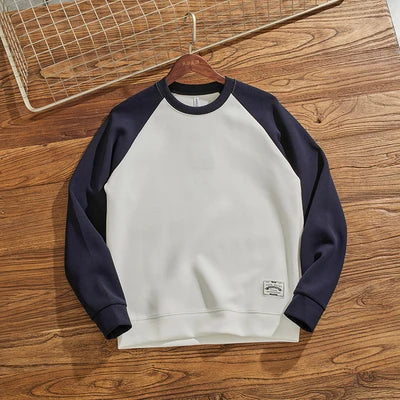 Herfst Nieuwe Amerikaanse Retro Tweekleurige Stiksels Hoodies Heren Gewassen O-hals Trui Gebreide Raglanmouwen Casual Sweatshirts