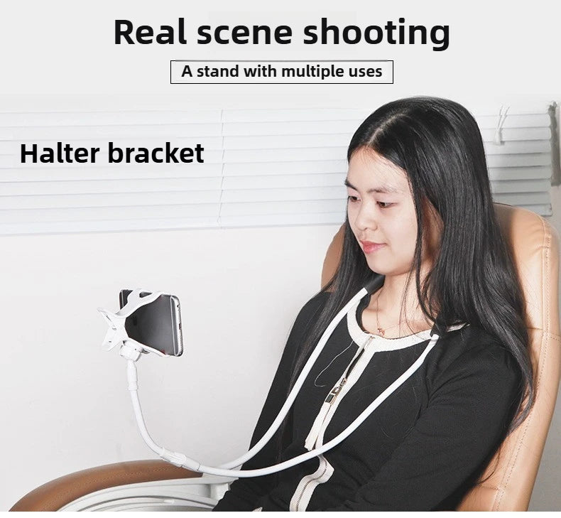 Rotatable Lazy Neck Phone Stand Holder 360 Degree Mobile Necklace Bracket Bed for Smartphones - Hands-Free Hanging Stan