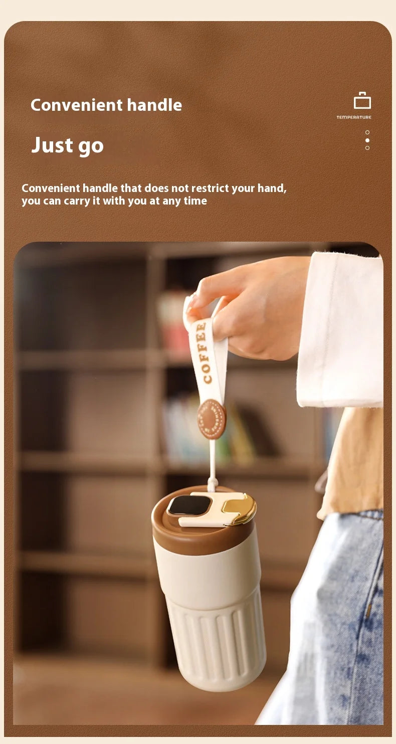 316 SS Smart Vacuum Insulated Thermos Flask - 24/12Hr Hot/Cold Retention, Leakproof, Minimalist Design, Travel Coffee Mug for