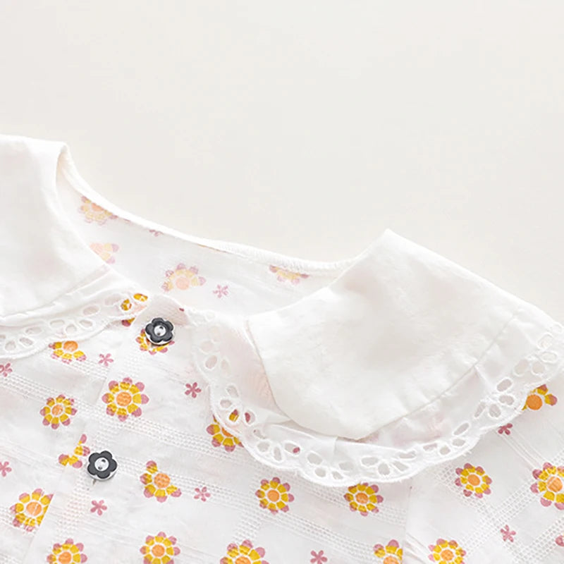 New Spring Kids Clothes Set Girls Cute Flower Blouse + Denim Overalls Children 2PCS Outwear 12-36m 4-6Y Girls