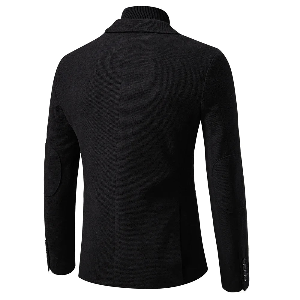 Men's Single Breasted Blazer Solid Colour Autumn Winter Slim Fit Business Casual Suit Jacket Male Blazer with Pocket