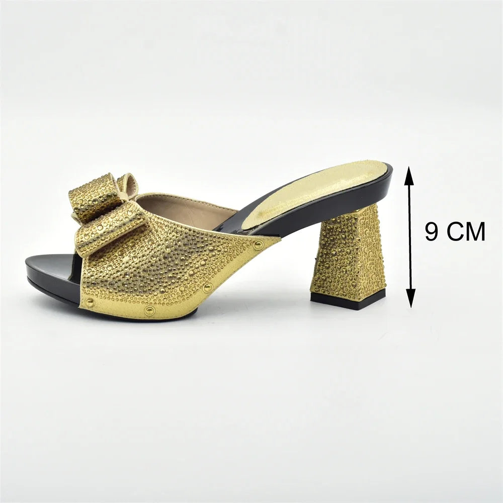 Italian Shoes with Matching Bag for Wedding Shoe and Bag Set for Nigeria Party Italy African Women Party Pumps with Rhinestone