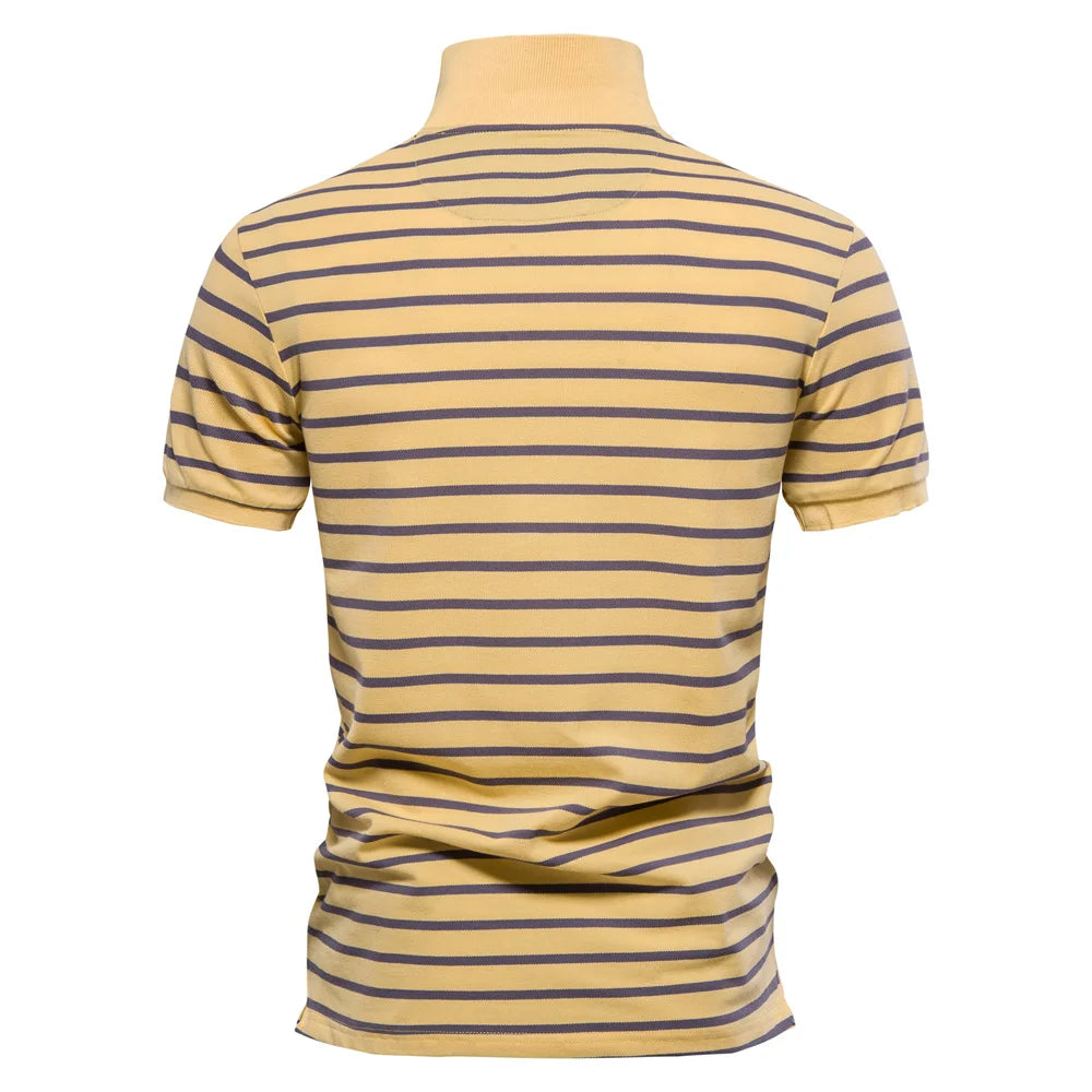 Cotton Embroidery Men's Polo Shirts Casual Striped Short-sleeved Polo Shirts for Men New Summer Polos Men Clothing