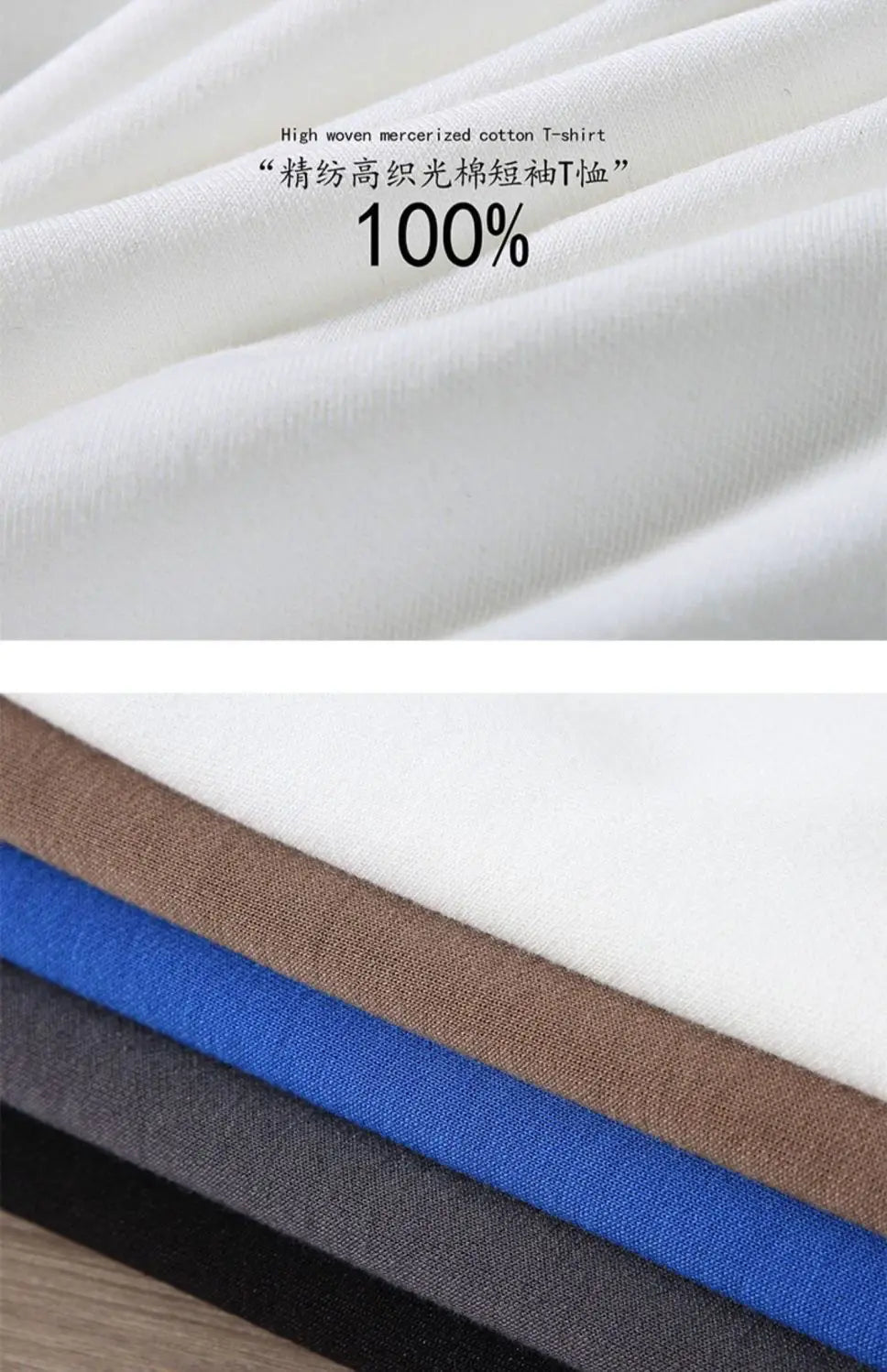 Black White GSM 500g Heavy-Duty Pure Cotton T-shirt Thickened Threaded Round Neck Short Sleeves Three Needle Half Sleeve Tees
