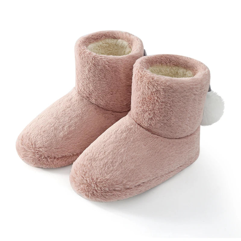 Women's Winter Warm Plush Cotton Boots Casual Fur Fluffy Snow Boots With Soft Comfort Non-Slip Sole Suitable As Snow Boots Cute Cotton Shoes