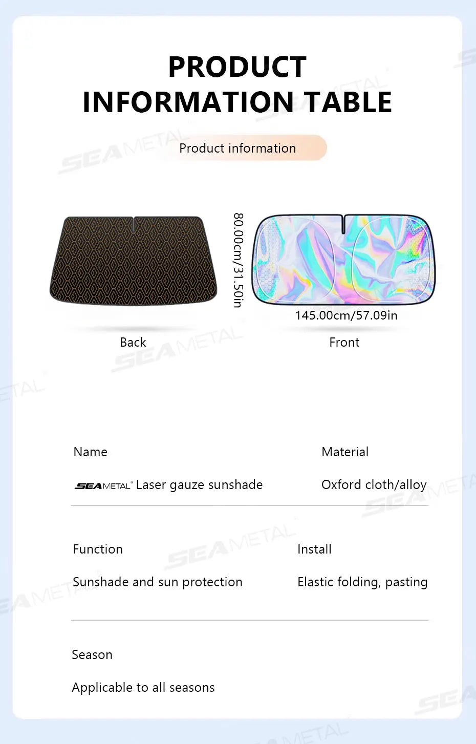 SEAMETAL 5-Layer Car Windshield Sun Shade Cover Foldable Thicken Front Window UV Refletive Sunshade Curtain Sun Protection Cover