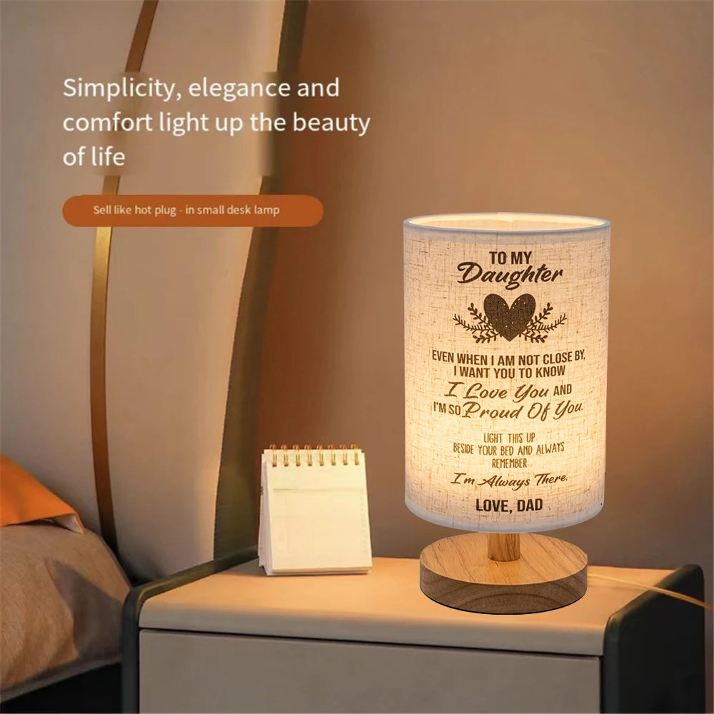LED European Cloth Cover Table Lamp Solid Wood Base USB Plug Simple Nordic Bedroom Desktop Eye Protection Bedside Table Lamp